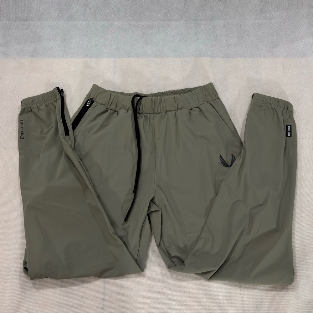 ASRV Tetra-Lite Training Pants Men XS Olive Nylon Spandex Jogger Zip Ankle Gym